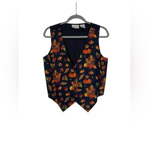 Basic editions vintage Autumn floral maple leaf vintage vest size M